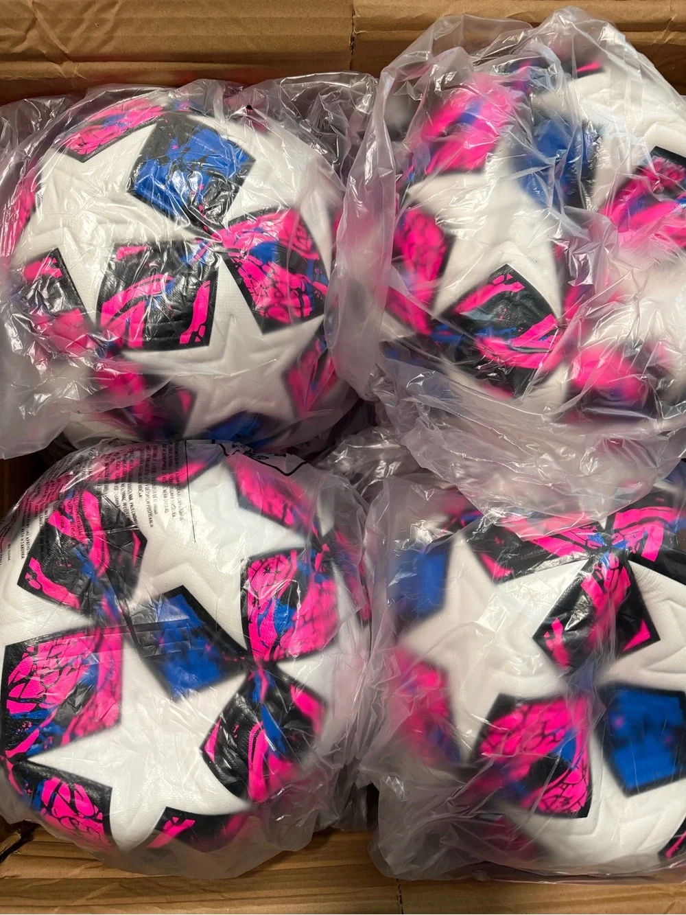 adidas White Soccer Ball with Pink, Blue and Black Graphic